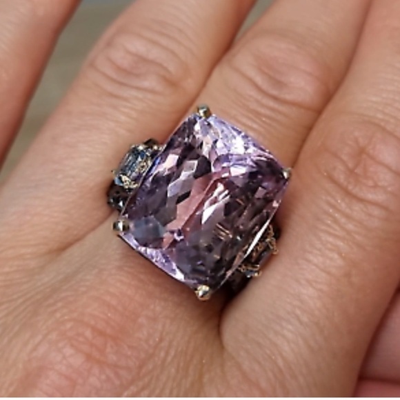 Vintage Large Amethyst Silver Ring size 7 - Picture 1 of 6
